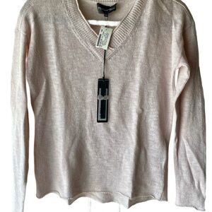 NWT Michael Stars Linen-blend V-Neck Sweater, size XS, whisper pink